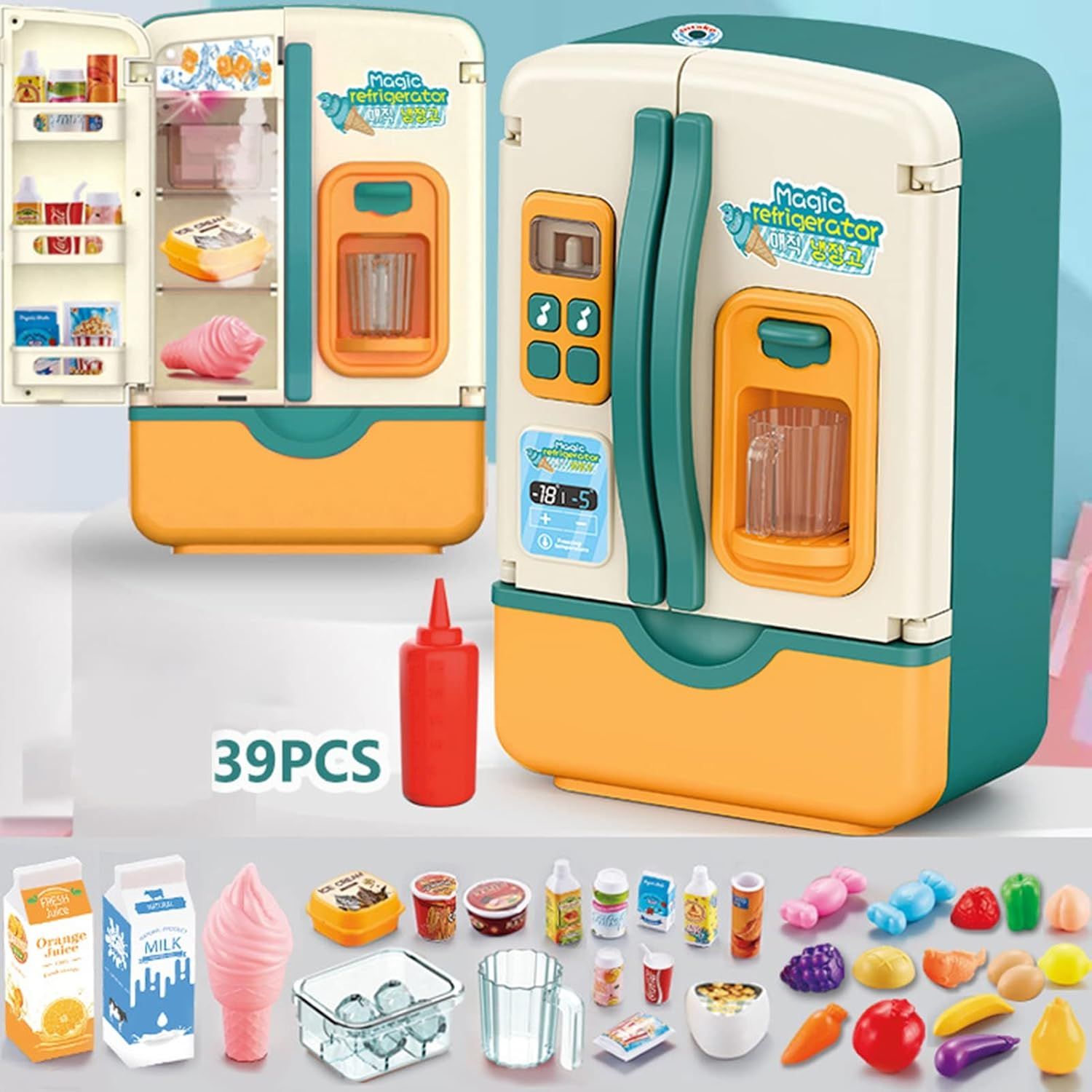 Multi-Function Fridge Toy Set – 39-Piece Interactive Play Kitchen
