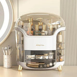 Dust-Proof Cosmetic Storage Box with Hands-Free Flip Cover