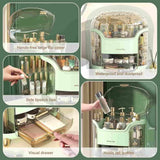 Dust-Proof Cosmetic Storage Box with Hands-Free Flip Cover