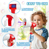 KidoKraze multifunctional megaphone bubble blower toy with voice recorder and music features, colorful plastic design for kids.