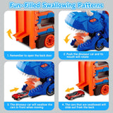 2-in-1 Dinosaur Transport Truck Toy Set with Racing Cars & Expandable Track