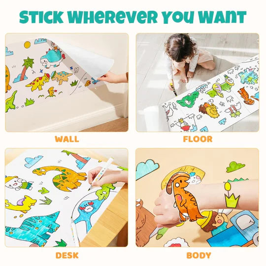 CHILDRENS COLORING DRAWING ROLL STICKER