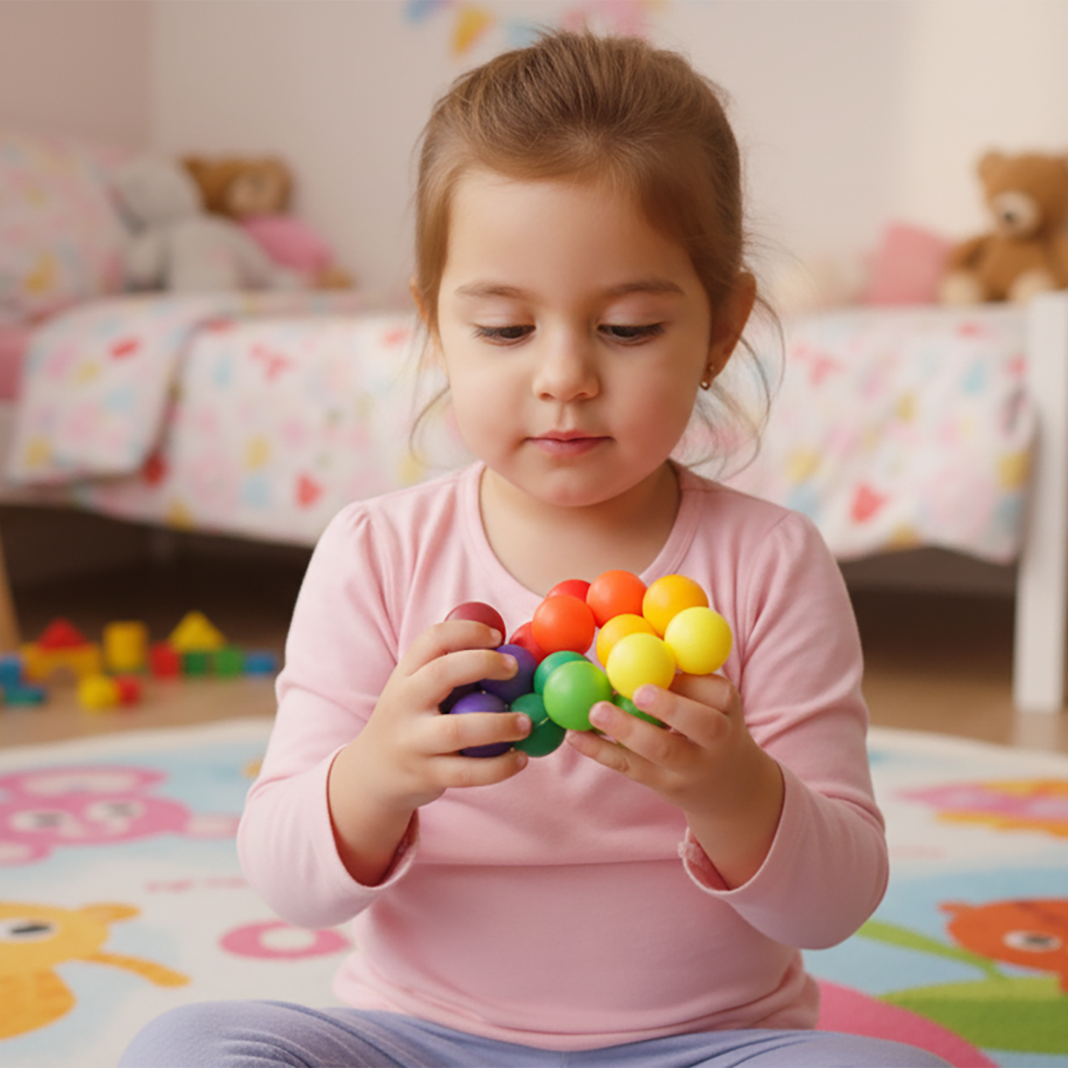 KidoKraze 3D Beaded Magic Ball and rotating fidget puzzle with colorful beads and intricate design for sensory and stress relief.