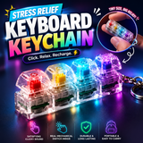 KidoKraze mechanical keyboard clicker keychain with LED light and sound, fidget toy with tactile buttons and colorful design