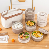 Premium Stackable Stainless Steel Thermal Lunch Box Set with Insulated Carry Bag
