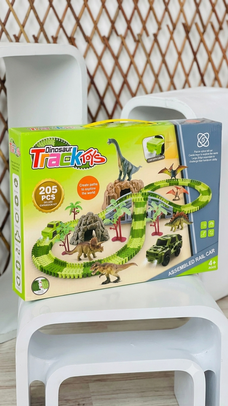 205 PCS Dinosaur Track Toys Set for Kids