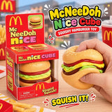 KidoKraze McDonald's burger squishy stress relief toy, soft squeeze toy resembling a classic fast-food burger, flexible and fun to squeeze
