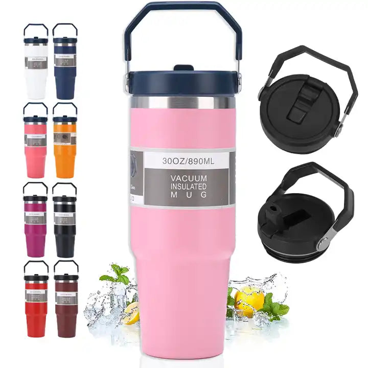 30 OZ Tumbler with Handle and Straw Lid