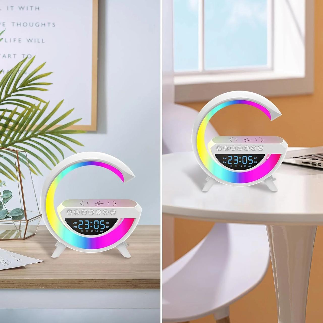 G Shaped RGB Light Table Lamp With Wireless Charger