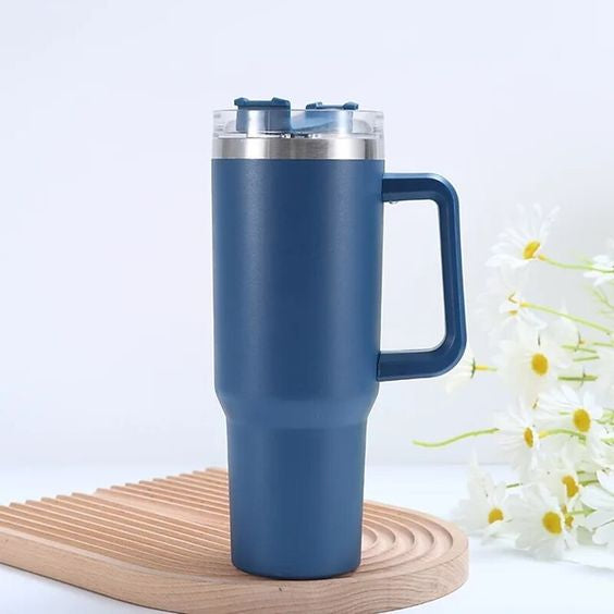 Stainless Steel Vacuum Flask with Straw - 40 oz