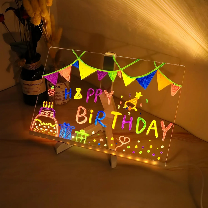 LED Glow Drawing Board for Kids-With Markers