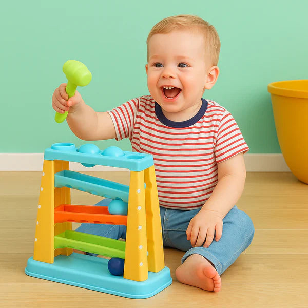 KidoKraze Montessori hammer ball pounding toy with colorful wooden balls and hammer for early childhood developmental play