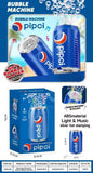 KidoKraze soda can bubble blower toy with LED lights and music, showing colorful bubbles and playful design.