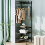 Garment Organizer with 3-Tier Storage Shelves & Multi-Purpose Hanging Hooks