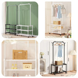 Multi-Functional Mobile Garment Rack with 3-Tier Storage Shelves