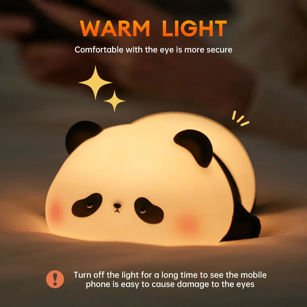 Cute Silicone Panda Night Light – 3-Level Adjustable Brightness