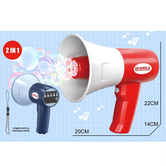 KidoKraze multifunctional megaphone bubble blower toy with voice recorder, microphone, and music for outdoor and indoor fun.