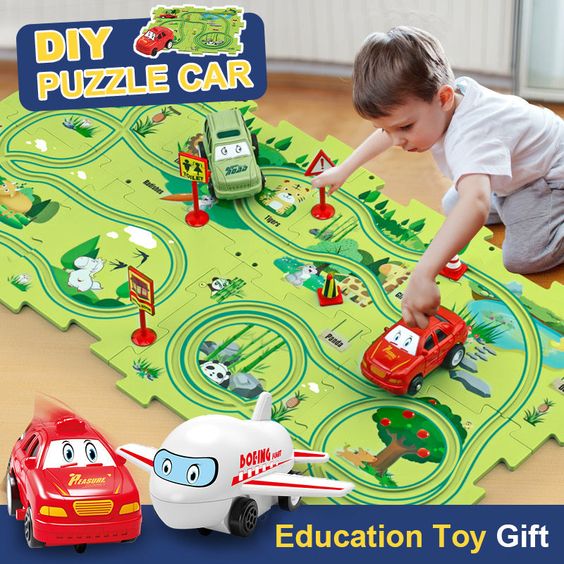 Children's Educational Puzzle Track Car Play Set