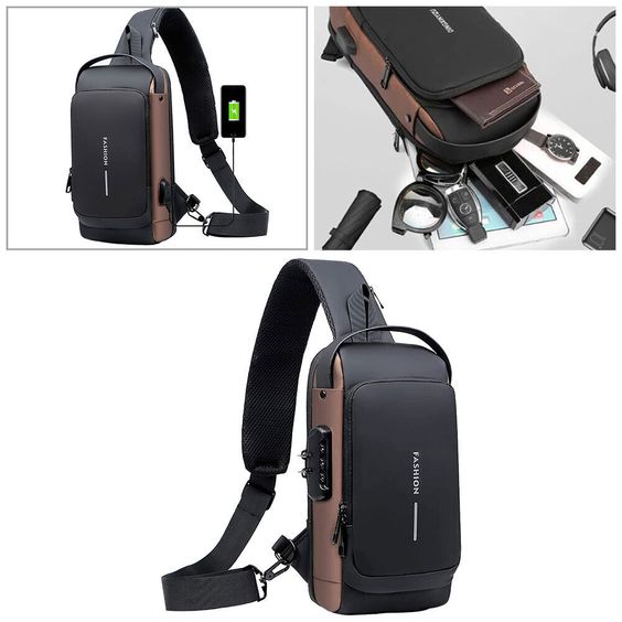 Crossbody Tech Sling Bag With USB Charging Port