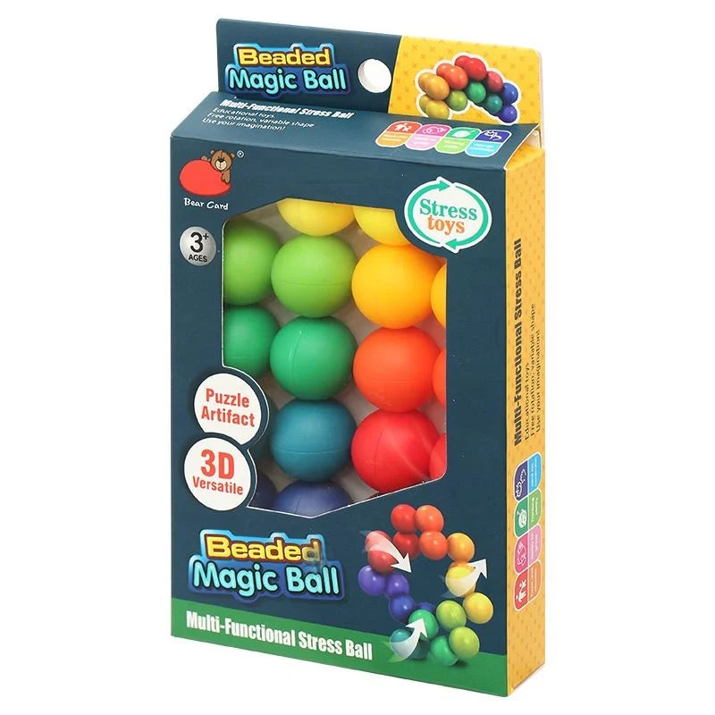 KidoKraze 3D Beaded Magic Ball and rotating fidget puzzle for stress relief and focus, featuring colorful beaded design.