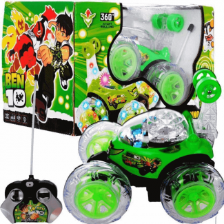 KidoKraze 360° stunt rolling RC car with LED lights and music, showcasing its colorful design and spinning capabilities.