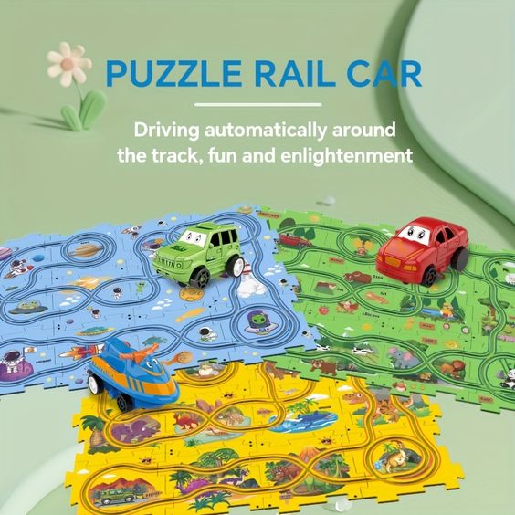 Children's Educational Puzzle Track Car Play Set