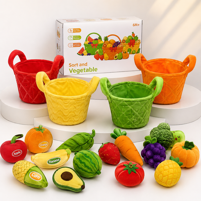 KidoKraze My First Vegetable Garden plush play set with soft fabric vegetables and garden tools for young children.