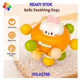 3 in 1 Baby Teether and Bell Rattle Sensory Toy for Grip Training