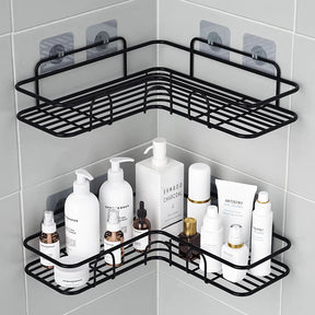 Self-adhesive wall corner rack