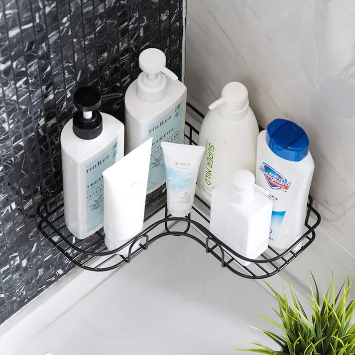 Self-adhesive wall corner rack