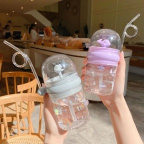 Baby Water Bottle (250ML) Cartoon Whale Children Cup Baby Feeding Bottle Sraw