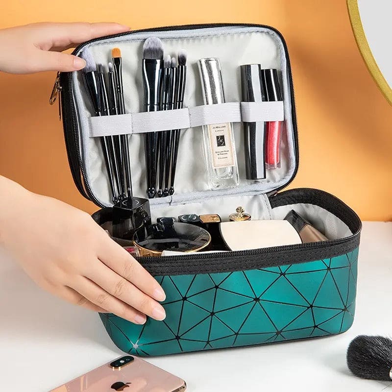 Double-Layer Waterproof Makeup Bag & Travel Toiletry Organizer