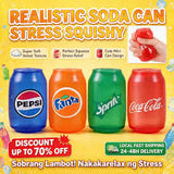 KidoKraze mini soda can squishy toy, soft stress reliever and squeeze toy, with a realistic soda can design and bright colors.