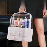 Portable Dustproof Makeup Organizer Box with LED Mirror and Drawers