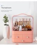 Portable Dustproof Makeup Organizer Box with LED Mirror and Drawers