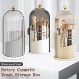 360 Rotating Makeup Brush Organizer with Dustproof Clear Lid Luxury Vanity Storage Box