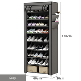 9-Tier Portable Shoe Rack with Dustproof Fabric Cover