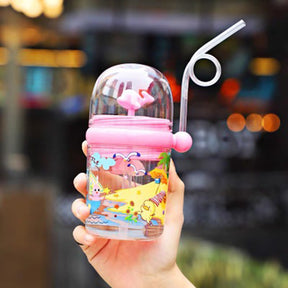 Baby Water Bottle (250ML) Cartoon Whale Children Cup Baby Feeding Bottle Sraw