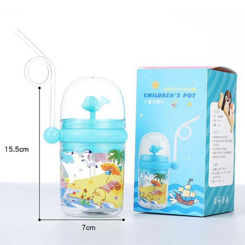 Baby Water Bottle (250ML) Cartoon Whale Children Cup Baby Feeding Bottle Sraw