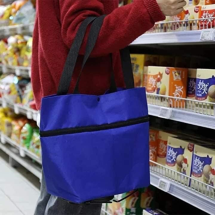 Foldable Shopping Trolley Tote Bag with Wheels Reusable